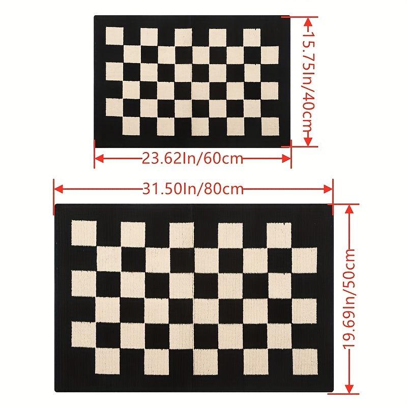 Non Slip Checkered Floor Mat Home Entry Living Room Kitchen Bedroom Hallway Goth