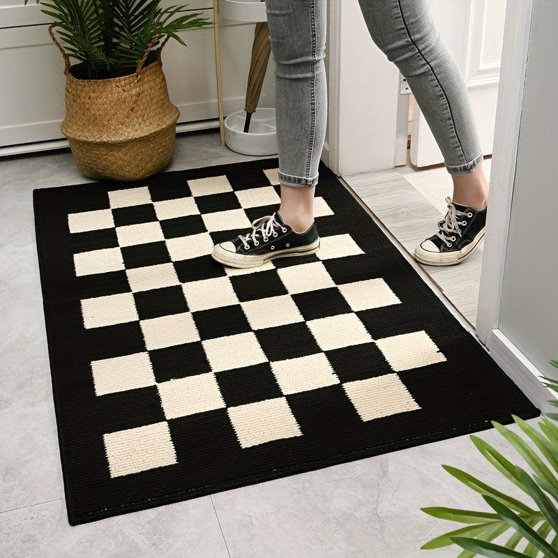 Non Slip Checkered Floor Mat Home Entry Living Room Kitchen Bedroom Hallway Goth