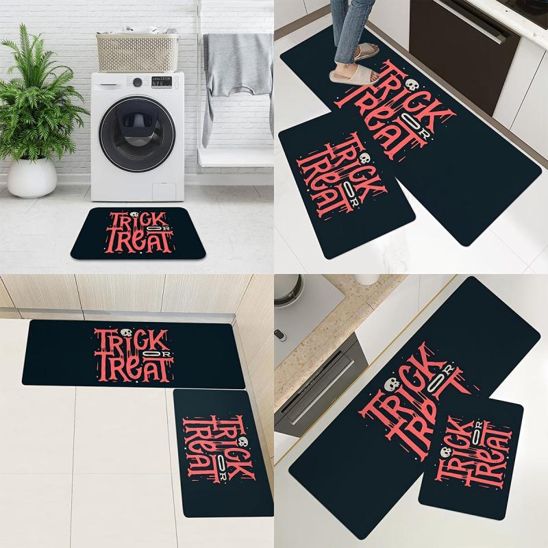 Halloween Mat Rugs Trick Or Treat Letter Rugs Ultra Soft Non Slip Mats