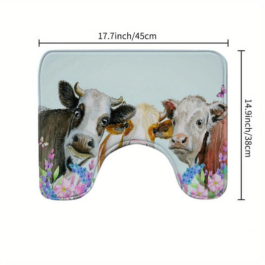 Farmhouse Cow Bathroom Rug Ultra Soft Non Slip Quick Dry & Absorbent