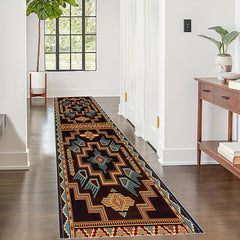 Vintage Geometric Runner Rugs Soft Wool Laundry Room Kitchen Mat