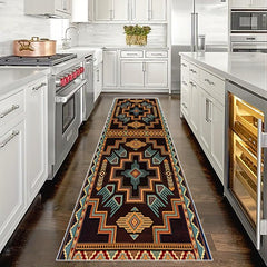 Vintage Geometric Runner Rugs Soft Wool Laundry Room Kitchen Mat