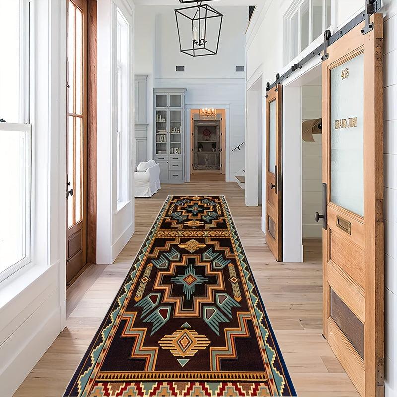 Vintage Geometric Runner Rugs Soft Wool Laundry Room Kitchen Mat