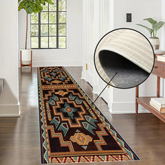 Vintage Geometric Runner Rugs Soft Wool Laundry Room Kitchen Mat
