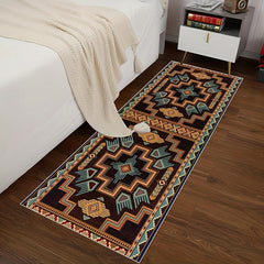 Vintage Geometric Runner Rugs Soft Wool Laundry Room Kitchen Mat