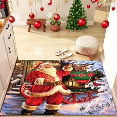 Merry Christmas Party Rug Non Slip Floor Mat Hand Washable