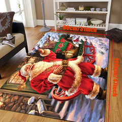 Merry Christmas Party Rug Non Slip Floor Mat Hand Washable