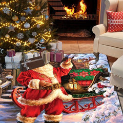 Merry Christmas Party Rug Non Slip Floor Mat Hand Washable