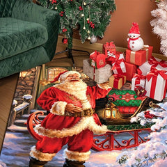 Merry Christmas Party Rug Non Slip Floor Mat Hand Washable