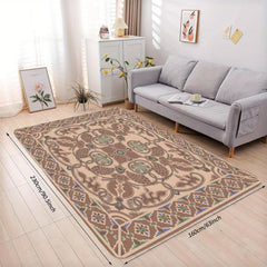 Vintage Brown Faux Cashmere Persian Rug - Machine Washable Large Area Rug