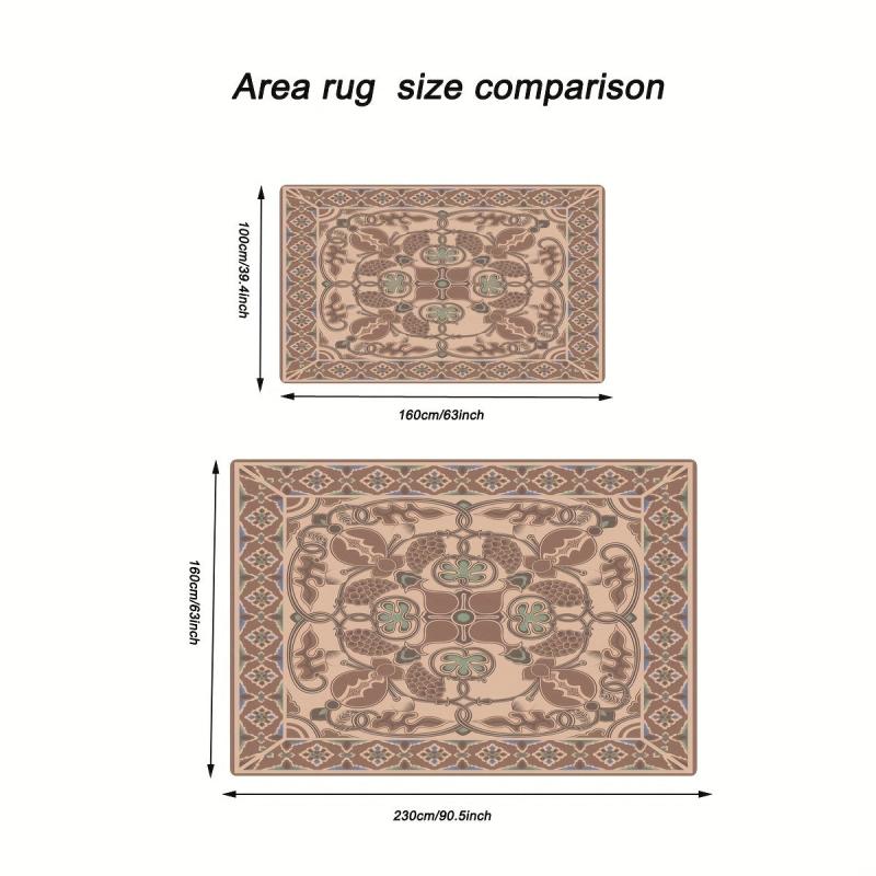 Vintage Brown Faux Cashmere Persian Rug - Machine Washable Large Area Rug