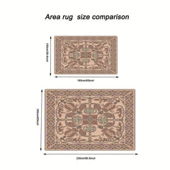 Vintage Brown Faux Cashmere Persian Rug - Machine Washable Large Area Rug