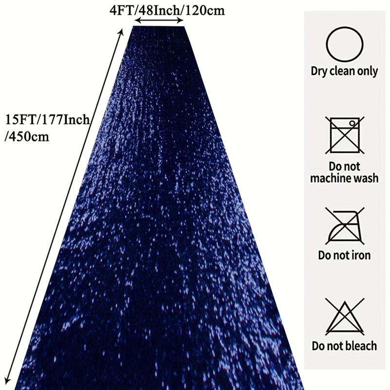 Navy Sequin Aisle Runner 4FTx15FT Glitter Wedding Ceremony Outdoor Bridal