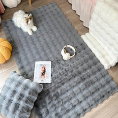 Soft Anti-Rabbit Fur Solid Floor Mat, Machine Washable