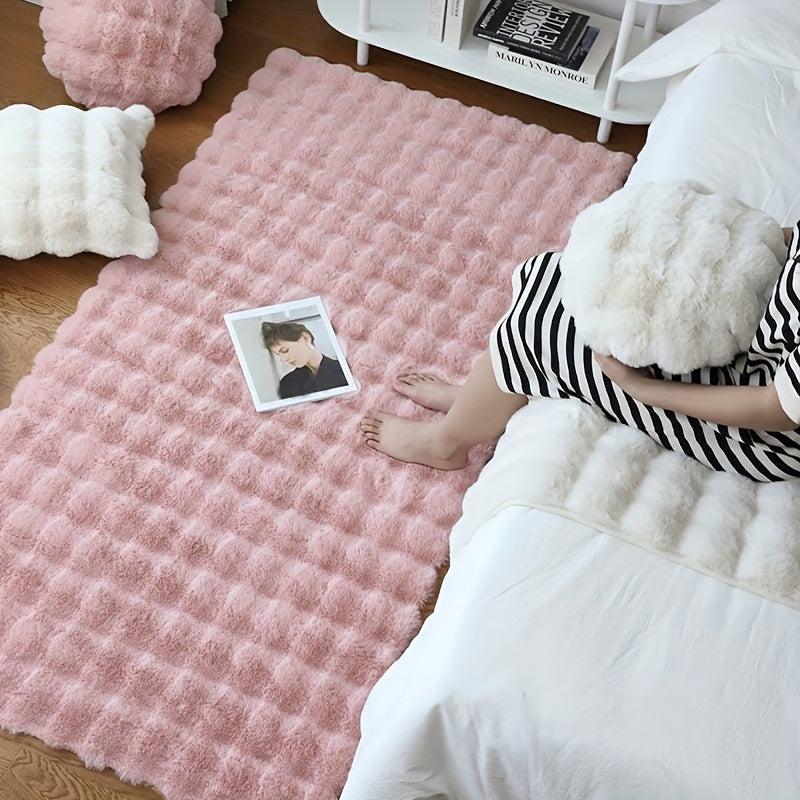 Soft Anti-Rabbit Fur Solid Floor Mat, Machine Washable