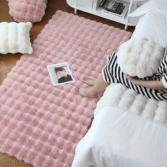 Soft Anti-Rabbit Fur Solid Floor Mat, Machine Washable