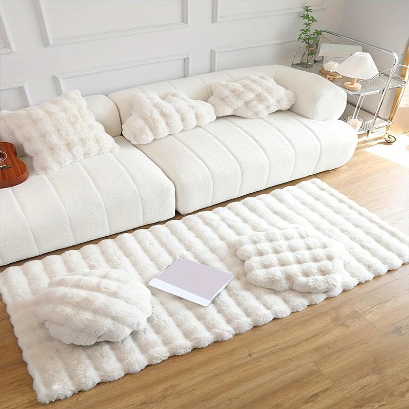 Soft Anti-Rabbit Fur Solid Floor Mat, Machine Washable