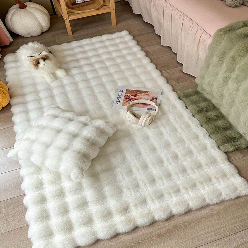 Soft Anti-Rabbit Fur Solid Floor Mat, Machine Washable