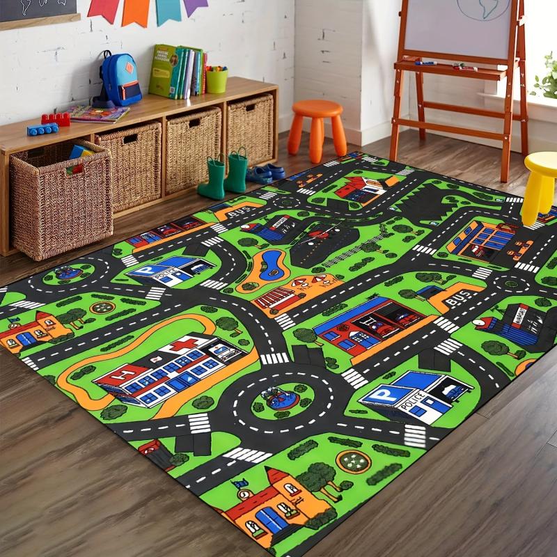 1pc Traffic Car Mat Kids Toy Cars Non Slip Rug Boys Play Mat Road Rug