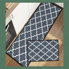 Anti Fatigue Kitchen Rug Set with Non Slip Geometric Design