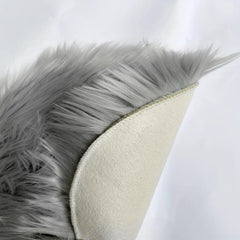 Soft Gray Faux Fur Sheepskin Rug 2'X4' Washable Plush Shag Area Rug
