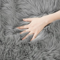Soft Gray Faux Fur Sheepskin Rug 2'X4' Washable Plush Shag Area Rug