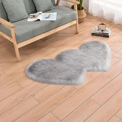 Soft Gray Faux Fur Sheepskin Rug 2'X4' Washable Plush Shag Area Rug
