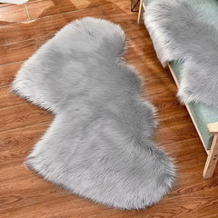 Soft Gray Faux Fur Sheepskin Rug 2'X4' Washable Plush Shag Area Rug