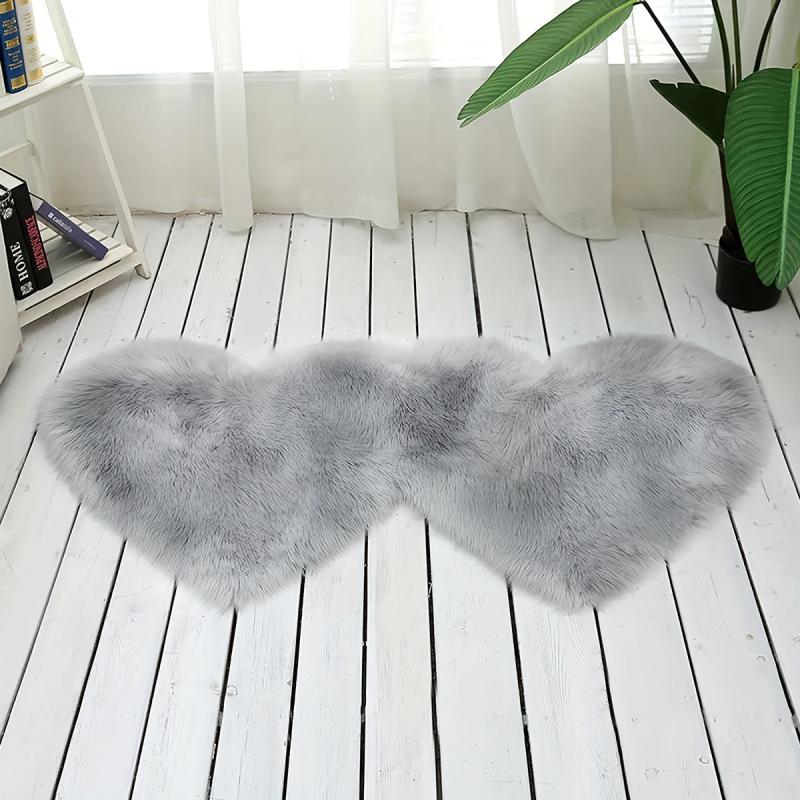 Soft Gray Faux Fur Sheepskin Rug 2'X4' Washable Plush Shag Area Rug