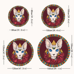 Egypt Cat Pattern Round Carpet for Halloween Christmas, Non-Slip Area Floor Mat