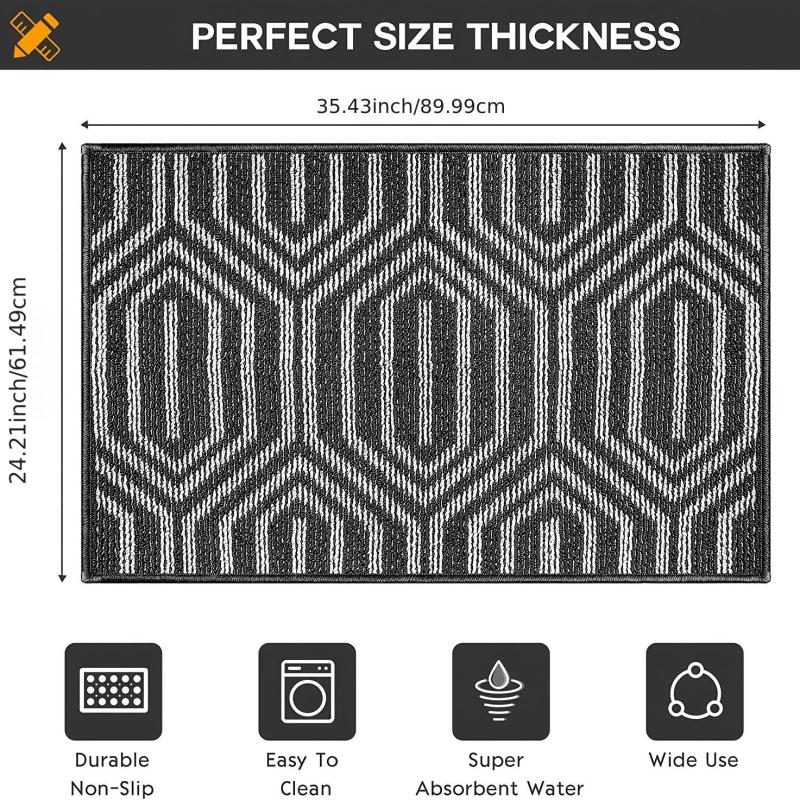 Non Slip Absorbent Geometric Pattern Rug Washable Carpet 80x50