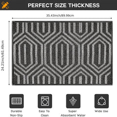 Non Slip Absorbent Geometric Pattern Rug Washable Carpet 80x50