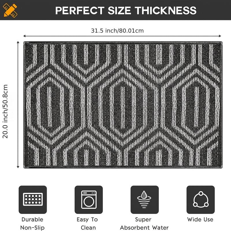 Non Slip Absorbent Geometric Pattern Rug Washable Carpet 80x50