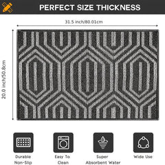 Non Slip Absorbent Geometric Pattern Rug Washable Carpet 80x50