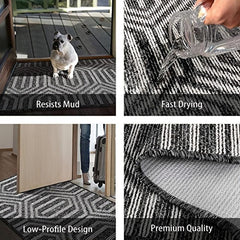 Non Slip Absorbent Geometric Pattern Rug Washable Carpet 80x50