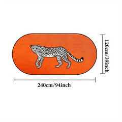 Light Leopard Printed Area Rug Soft Crystal Velvet Bedroom Bedside Floor Mat