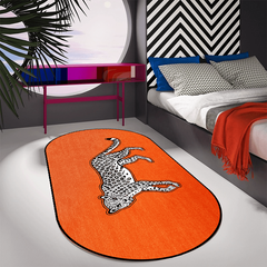 Light Leopard Printed Area Rug Soft Crystal Velvet Bedroom Bedside Floor Mat