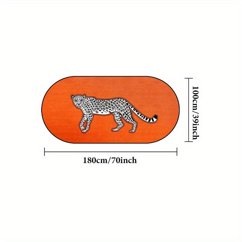 Light Leopard Printed Area Rug Soft Crystal Velvet Bedroom Bedside Floor Mat