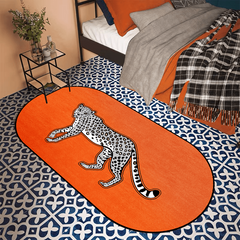 Light Leopard Printed Area Rug Soft Crystal Velvet Bedroom Bedside Floor Mat