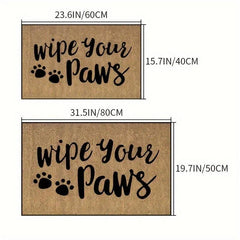 Coir Door Mat Wipe Your Paws Doormat - Indoor/Outdoor Entry Decor
