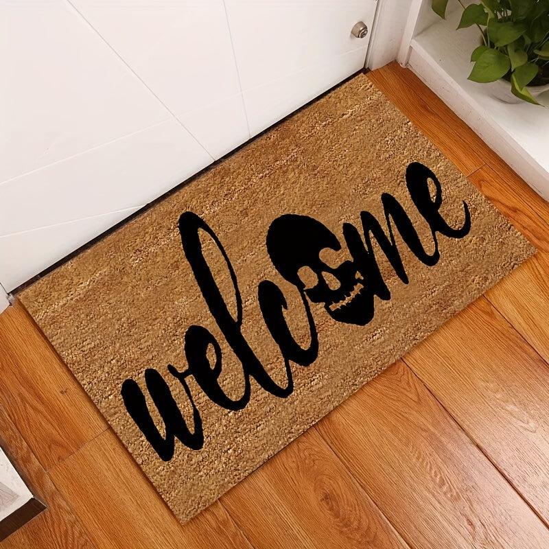 Non Slip English Skull Door Mat Indoor Rug for Home Kitchen and Entrance Decor