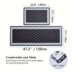2pcs Kitchen Floor Mat Set Anti Slip Carpet Easy To Clean
