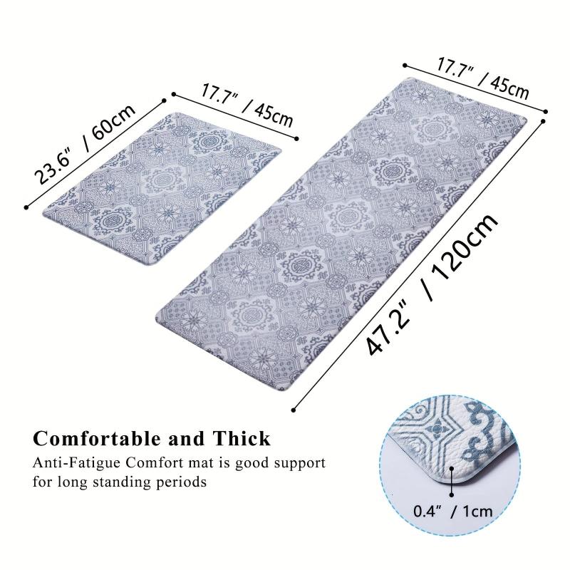 2pcs Kitchen Floor Mat Set Anti Slip Carpet Easy To Clean