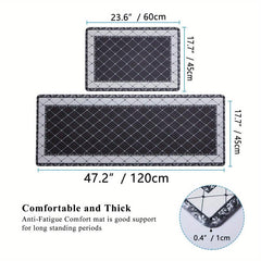 2pcs Kitchen Floor Mat Set Anti Slip Carpet Easy To Clean