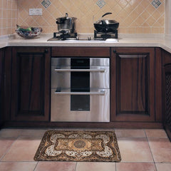 Waterproof Non Slip Leopard Velvet Kitchen Mat Washable Absorbent