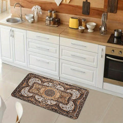 Waterproof Non Slip Leopard Velvet Kitchen Mat Washable Absorbent