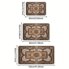 Waterproof Non Slip Leopard Velvet Kitchen Mat Washable Absorbent