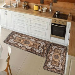 Waterproof Non Slip Leopard Velvet Kitchen Mat Washable Absorbent