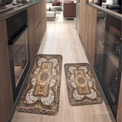 Waterproof Non Slip Leopard Velvet Kitchen Mat Washable Absorbent