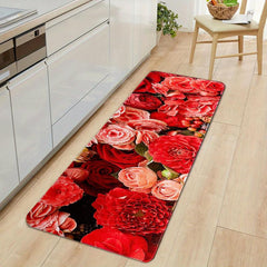 Floral Kitchen Floor Mat Non slip Waterproof Soft Rug